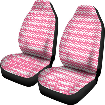Pink And White Zigzag Pattern Print Universal Fit Car Seat Covers