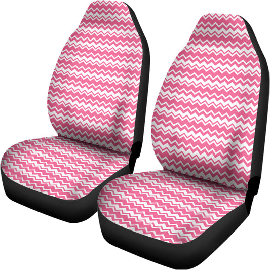 Pink And White Zigzag Pattern Print Universal Fit Car Seat Covers