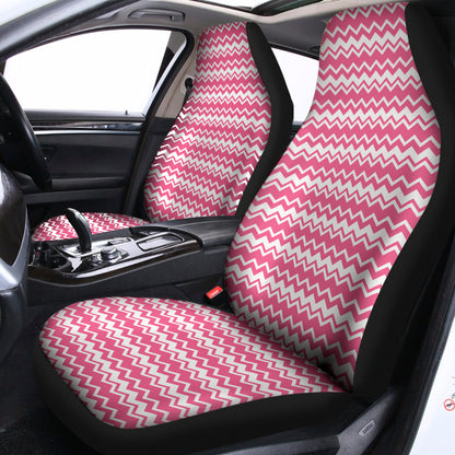 Pink And White Zigzag Pattern Print Universal Fit Car Seat Covers