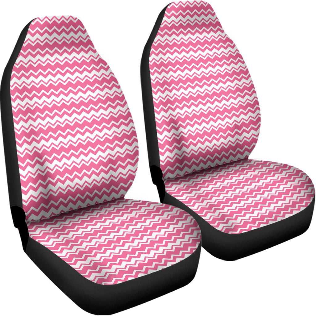 Pink And White Zigzag Pattern Print Universal Fit Car Seat Covers