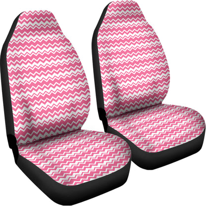 Pink And White Zigzag Pattern Print Universal Fit Car Seat Covers
