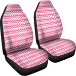 Pink And White Zigzag Pattern Print Universal Fit Car Seat Covers