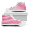 Pink And White Zigzag Pattern Print White High Top Sneakers