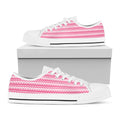 Pink And White Zigzag Pattern Print White Low Top Sneakers