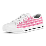 Pink And White Zigzag Pattern Print White Low Top Shoes