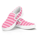 Pink And White Zigzag Pattern Print White Slip On Sneakers