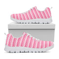 Pink And White Zigzag Pattern Print White Running Shoes