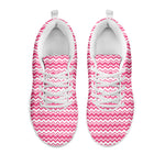 Pink And White Zigzag Pattern Print White Sneakers