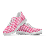 Pink And White Zigzag Pattern Print White Sneakers