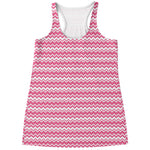Pink And White Zigzag Pattern Print Women's Racerback Tank Top