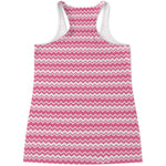 Pink And White Zigzag Pattern Print Women's Racerback Tank Top