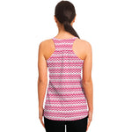 Pink And White Zigzag Pattern Print Women's Racerback Tank Top