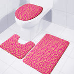 Pink And Yellow Giraffe Pattern Print 3 Piece Bath Mat Set