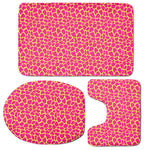 Pink And Yellow Giraffe Pattern Print 3 Piece Bath Mat Set