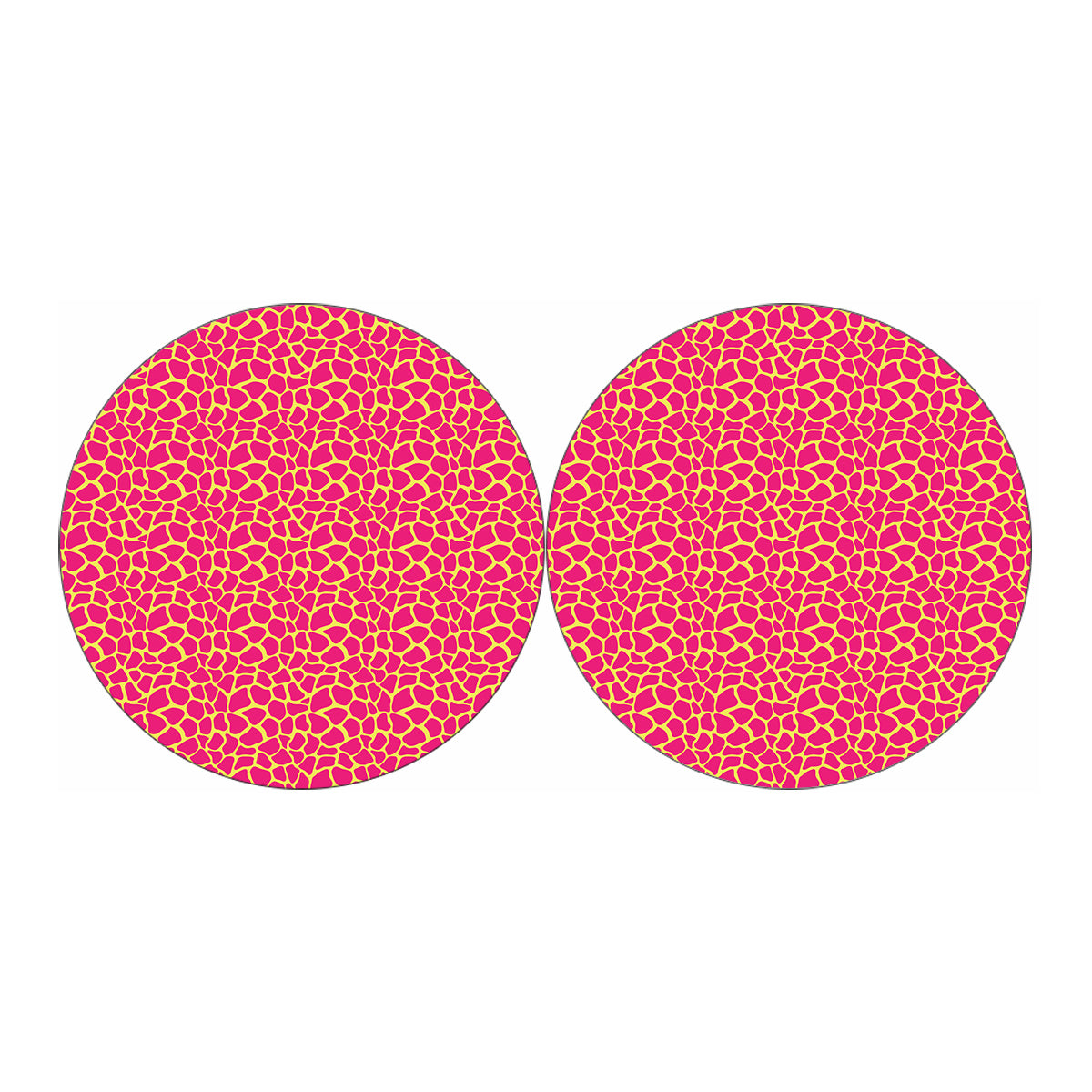 Pink And Yellow Giraffe Pattern Print Car Coasters
