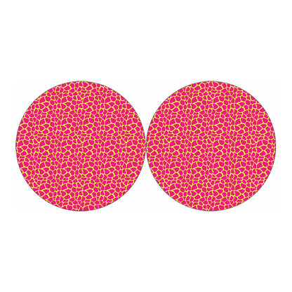 Pink And Yellow Giraffe Pattern Print Car Coasters