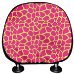 Pink And Yellow Giraffe Pattern Print Car Headrest Covers