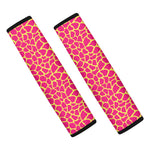 Pink And Yellow Giraffe Pattern Print Car Seat Belt Covers