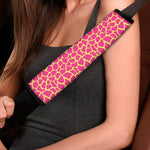 Pink And Yellow Giraffe Pattern Print Car Seat Belt Covers