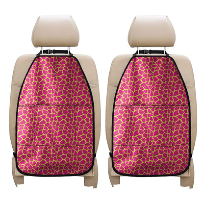 Pink And Yellow Giraffe Pattern Print Car Seat Organizers