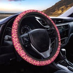 Pink And Yellow Giraffe Pattern Print Car Steering Wheel Cover