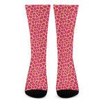 Pink And Yellow Giraffe Pattern Print Crew Socks