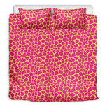 Pink And Yellow Giraffe Pattern Print Duvet Cover Bedding Set