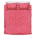 Pink And Yellow Giraffe Pattern Print Duvet Cover Bedding Set