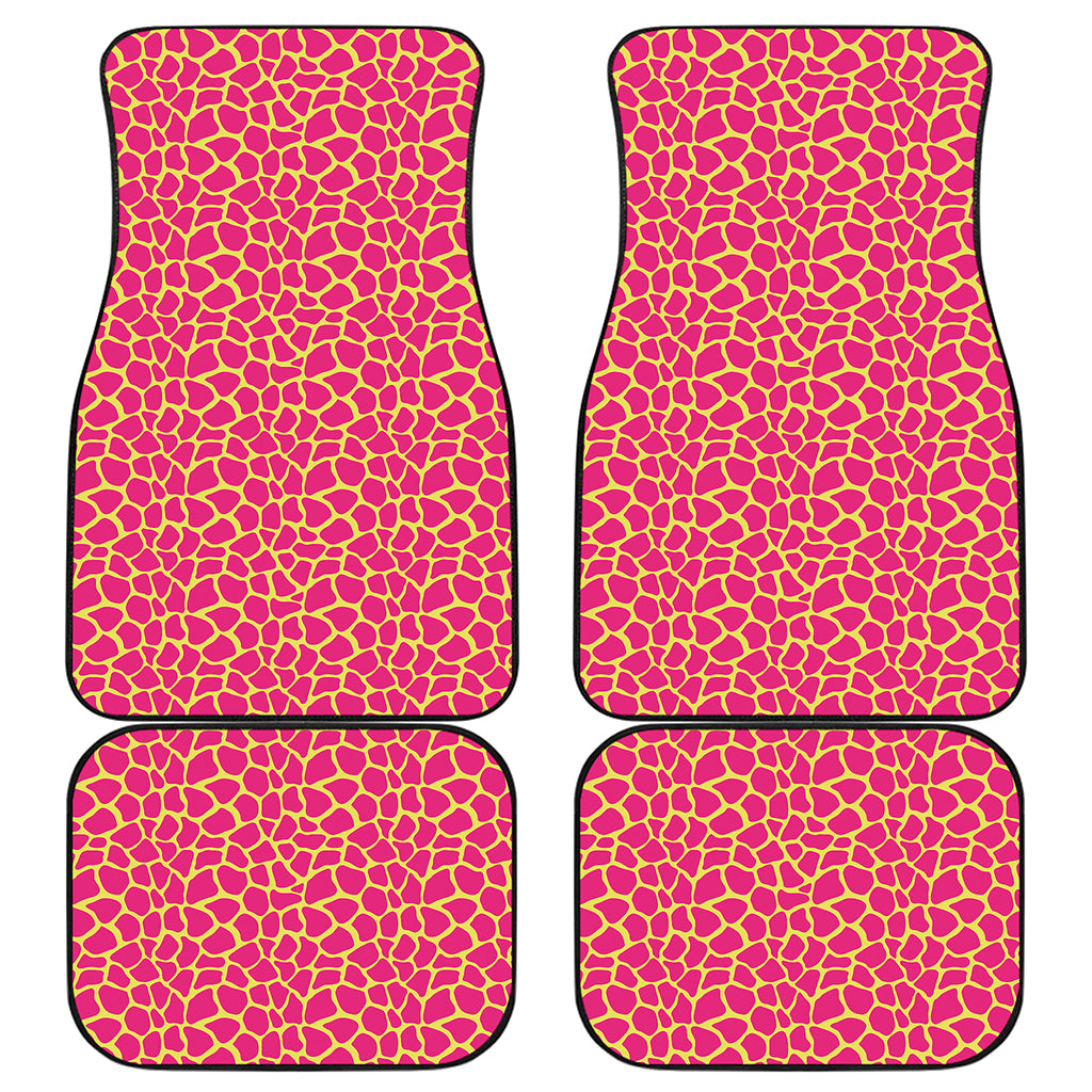 Pink And Yellow Giraffe Pattern Print Front and Back Car Floor Mats