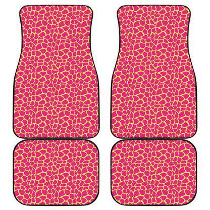 Pink And Yellow Giraffe Pattern Print Front and Back Car Floor Mats