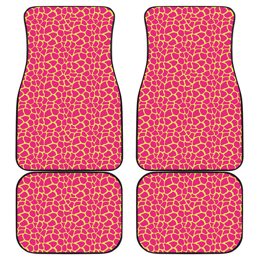 Pink And Yellow Giraffe Pattern Print Front and Back Car Floor Mats