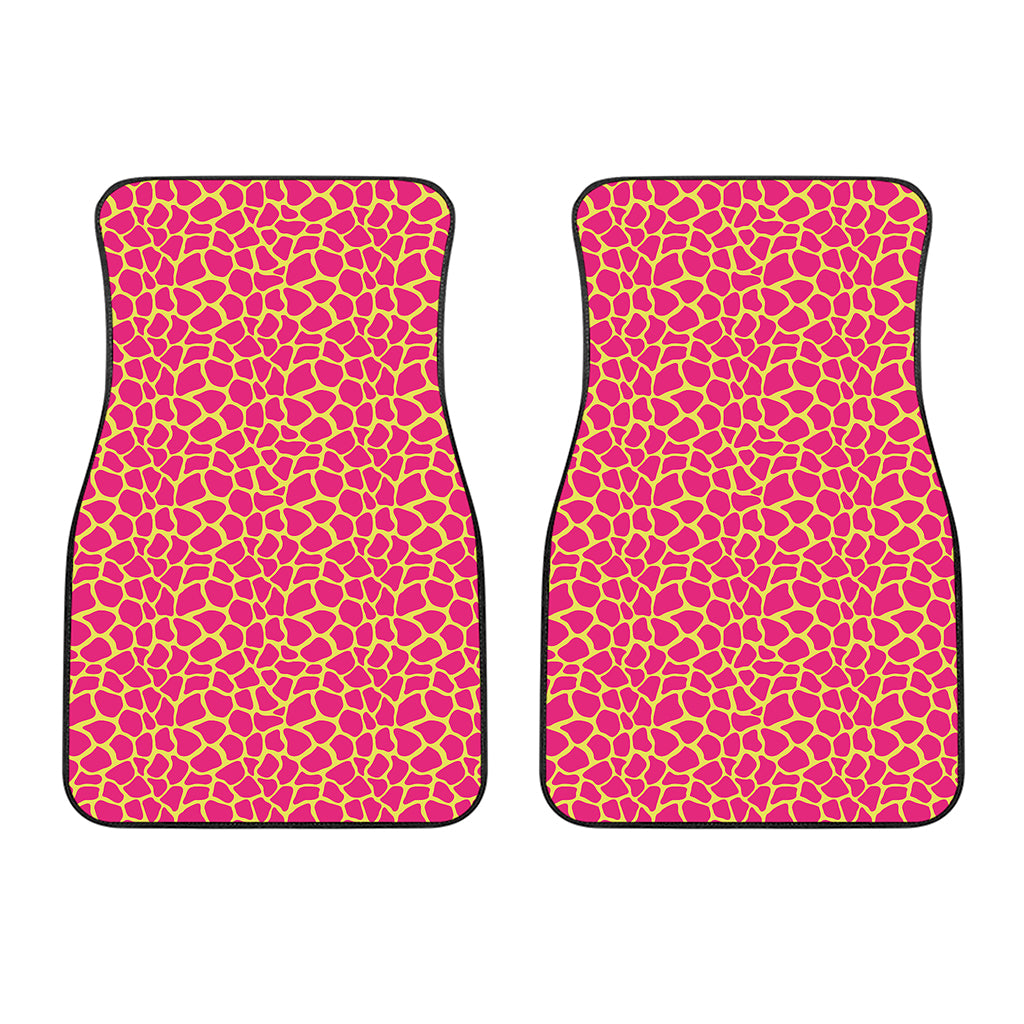 Pink And Yellow Giraffe Pattern Print Front Car Floor Mats