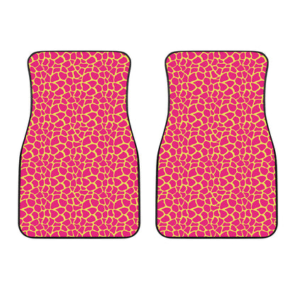 Pink And Yellow Giraffe Pattern Print Front Car Floor Mats