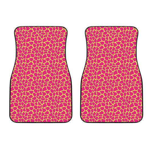 Pink And Yellow Giraffe Pattern Print Front Car Floor Mats
