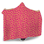 Pink And Yellow Giraffe Pattern Print Hooded Blanket