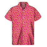 Pink And Yellow Giraffe Pattern Print Men's Short Sleeve Shirt