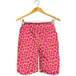 Pink And Yellow Giraffe Pattern Print Men's Shorts