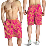 Pink And Yellow Giraffe Pattern Print Men's Shorts