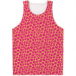 Pink And Yellow Giraffe Pattern Print Men's Tank Top