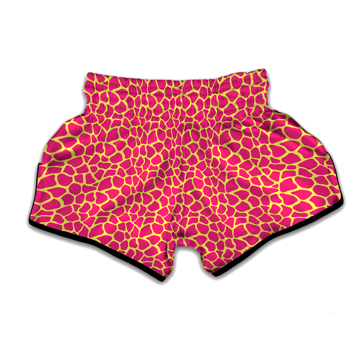 Pink And Yellow Giraffe Pattern Print Muay Thai Boxing Shorts