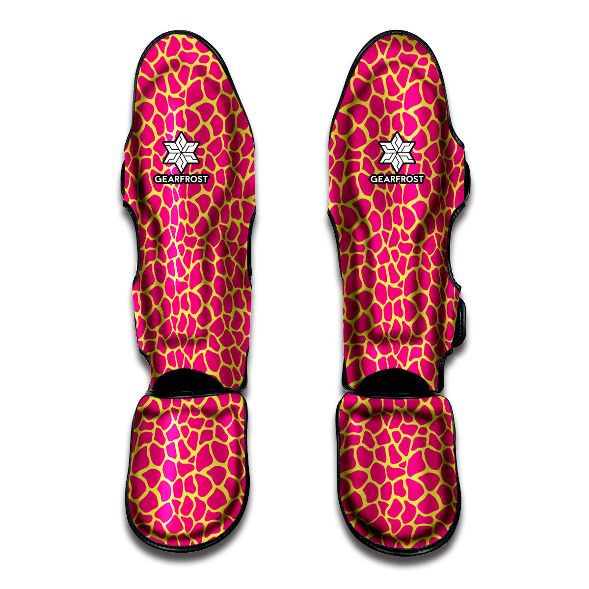 Pink And Yellow Giraffe Pattern Print Muay Thai Shin Guard