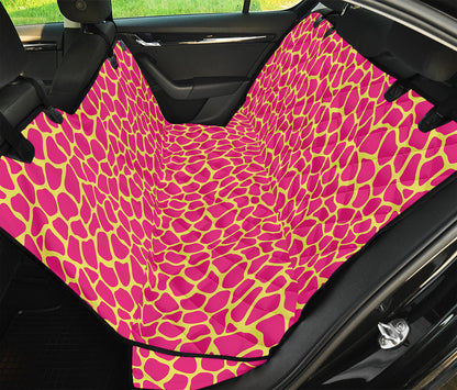 Pink And Yellow Giraffe Pattern Print Pet Car Back Seat Cover