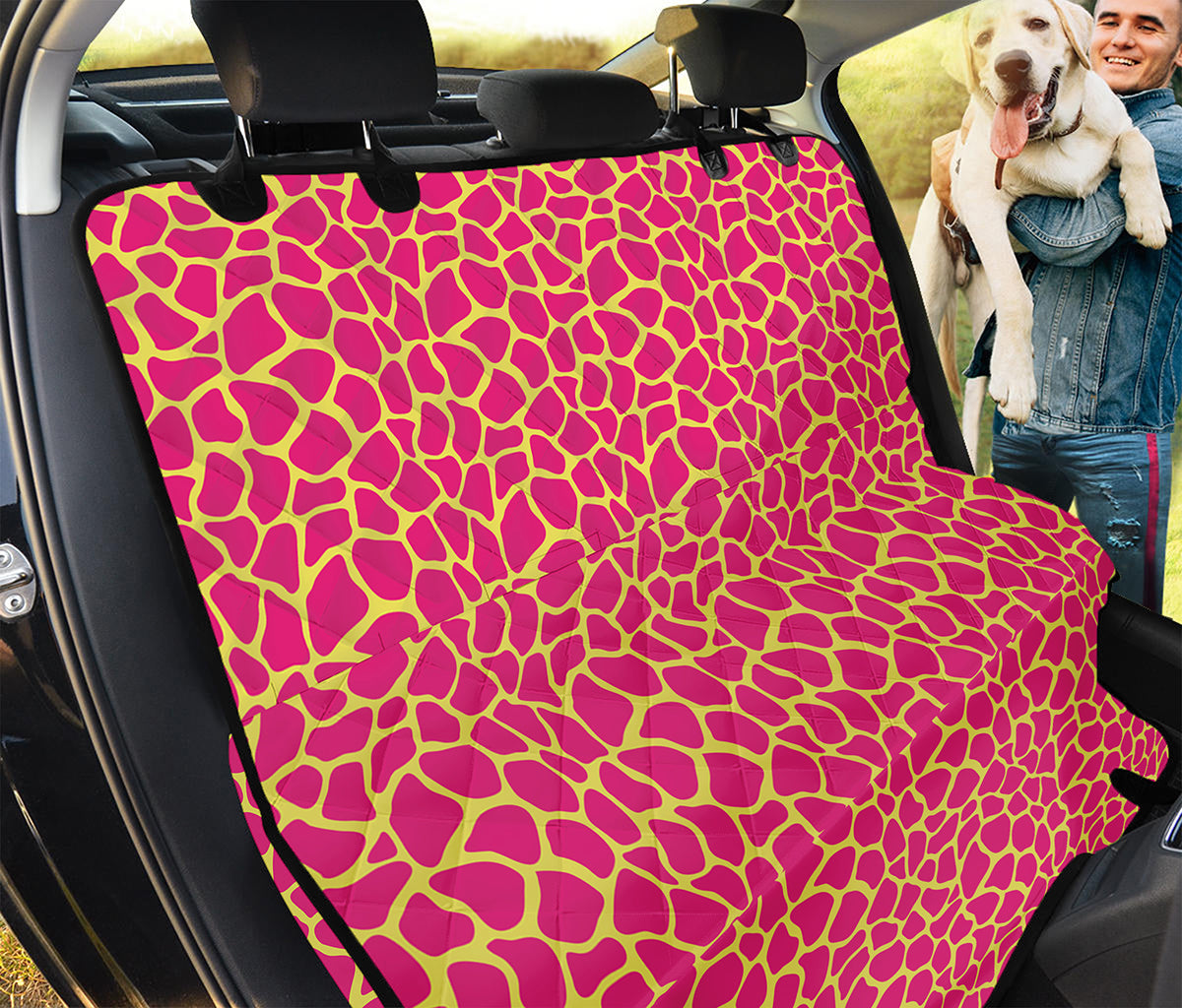 Pink And Yellow Giraffe Pattern Print Pet Car Back Seat Cover