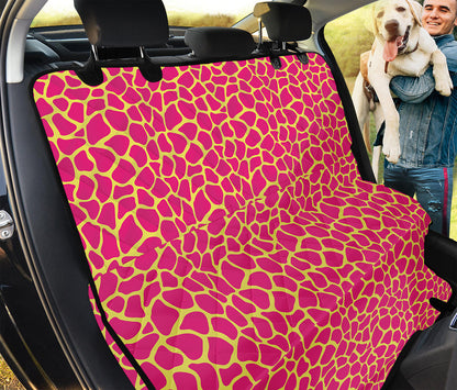 Pink And Yellow Giraffe Pattern Print Pet Car Back Seat Cover
