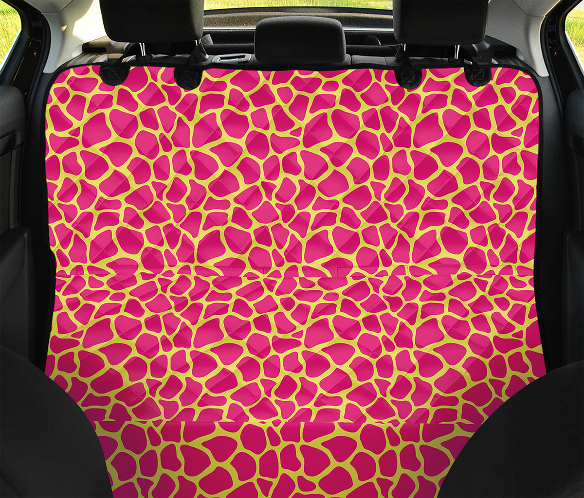 Pink And Yellow Giraffe Pattern Print Pet Car Back Seat Cover