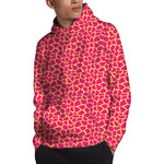 Pink And Yellow Giraffe Pattern Print Pullover Hoodie