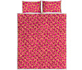 Pink And Yellow Giraffe Pattern Print Quilt Bed Set