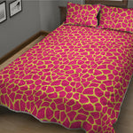 Pink And Yellow Giraffe Pattern Print Quilt Bed Set