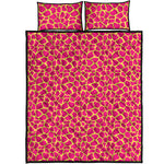 Pink And Yellow Giraffe Pattern Print Quilt Bed Set