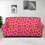 Pink And Yellow Giraffe Pattern Print Sofa Cover